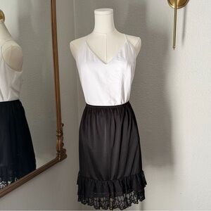 Ciel USA Black Satin Lace Ruffle Slip Skirt Size M Goth Coquette